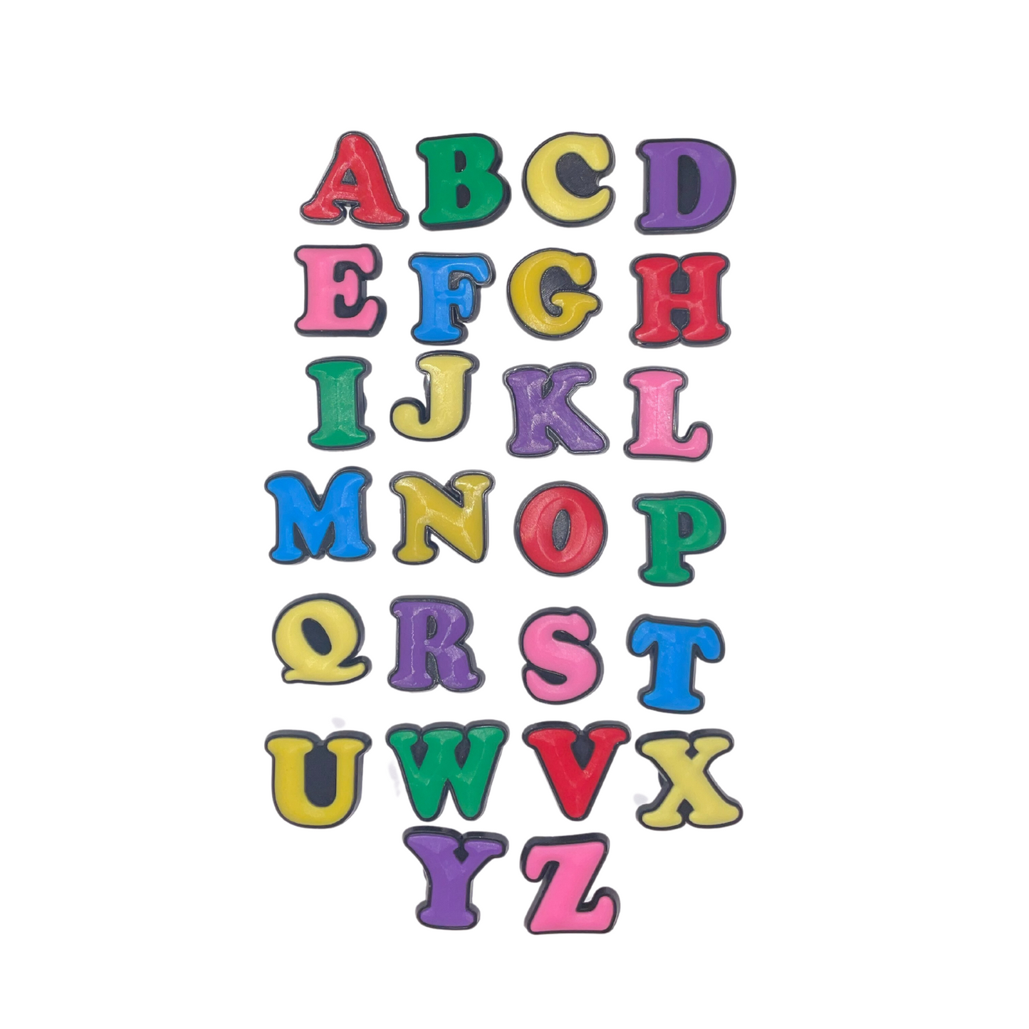 Solid Colored Alphabet Shoe Charms